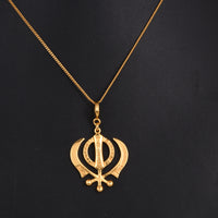 Khanda Symbol Pendant with Chain (18kt Gold Micron)