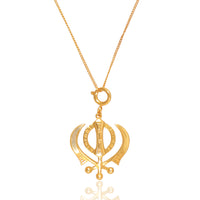 Khanda Symbol Pendant with Chain (18kt Gold Micron)