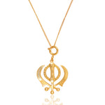 Khanda Symbol Pendant with Chain (18kt Gold Micron)