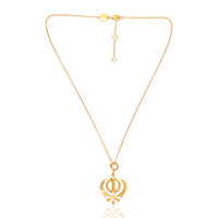 Khanda Symbol Pendant with Chain (18kt Gold Micron)