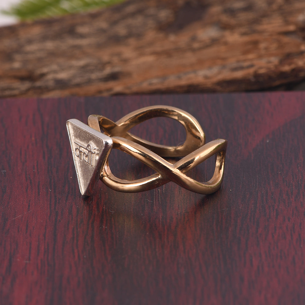 Kleem Yantra Ring: Brass and Silver