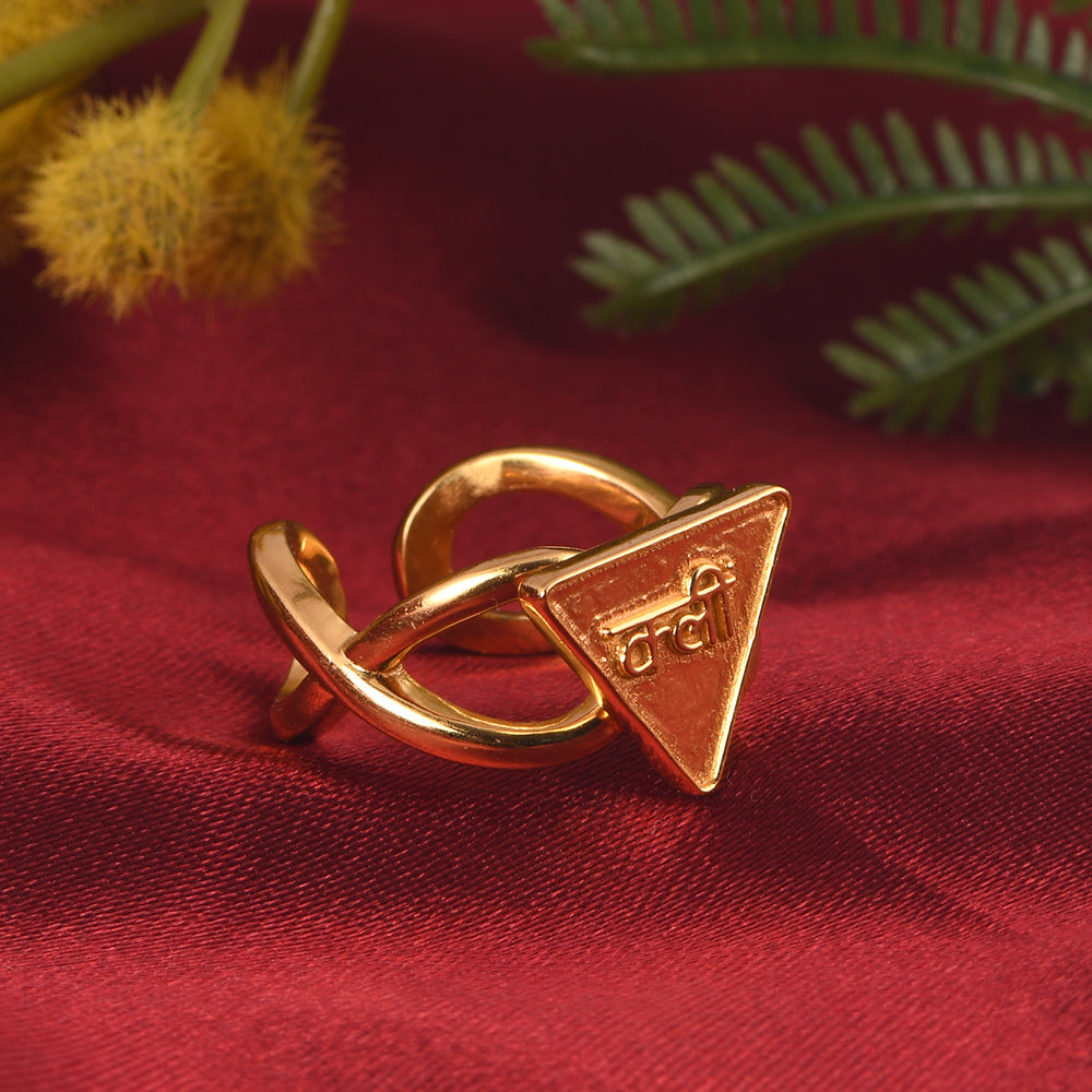 Kleem Yantra Ring: (18kt Gold Micron Plated)
