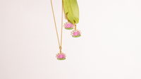 Lakshmi Lotus Set (Earrings + Charm + Chain)