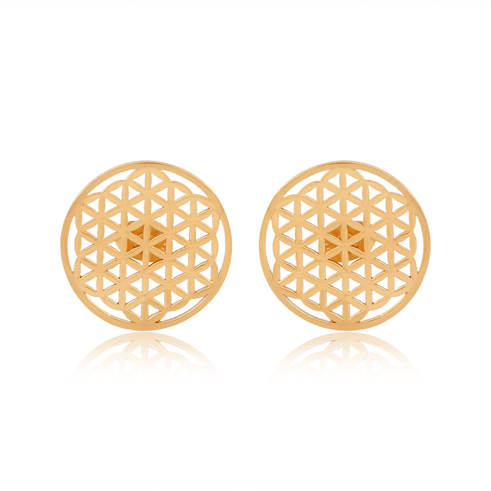 Mini Flower of Life Earrings  Brass