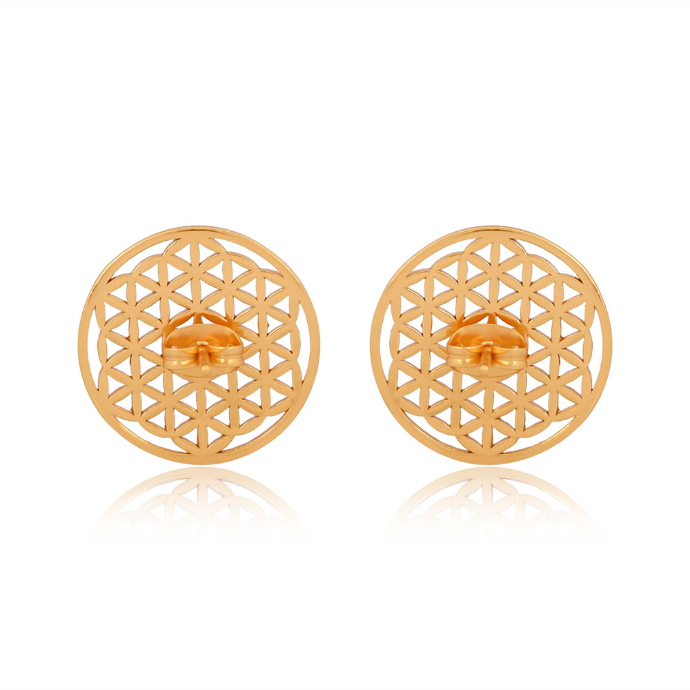 Mini Flower of Life Earrings  Brass