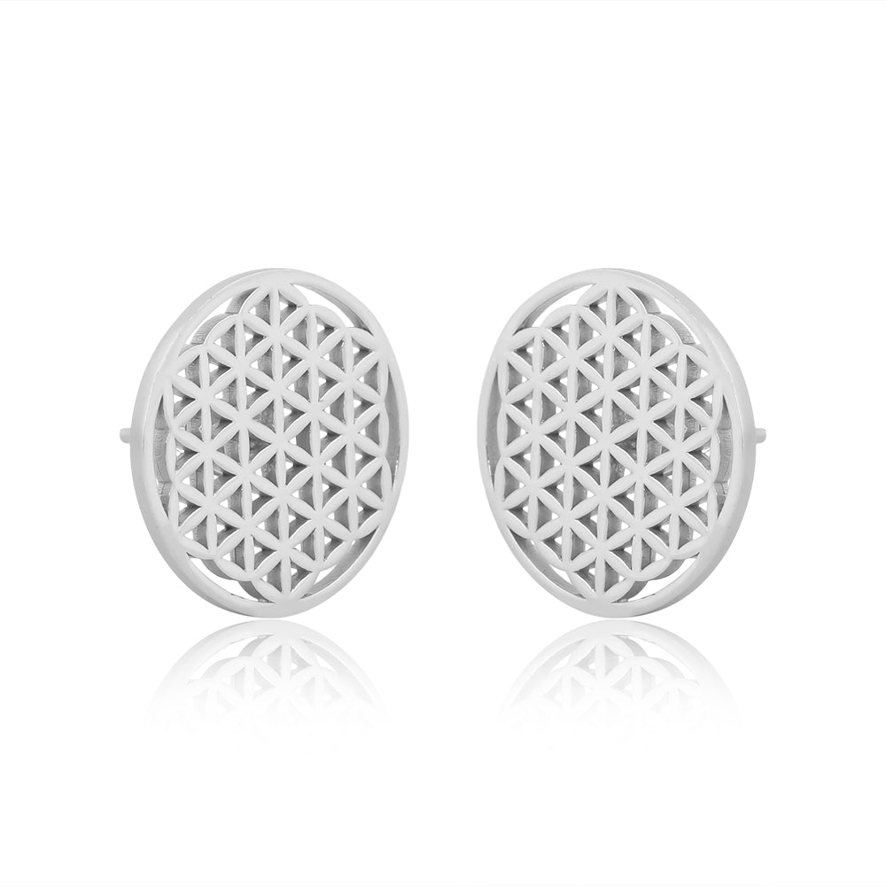 Mini Flower of Life Earrings  Silver