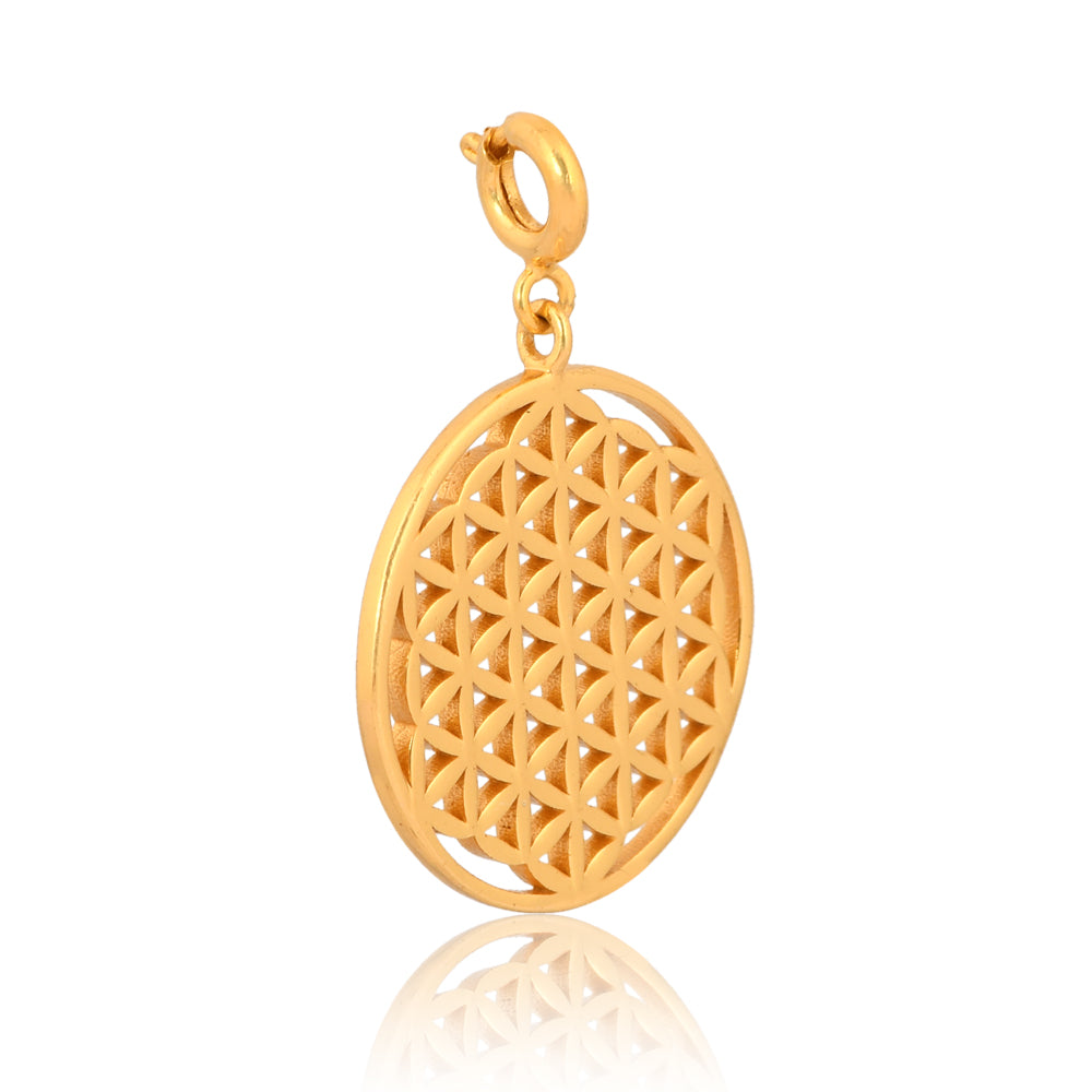 Mini Flower of Life Pendant without Chain  Brass