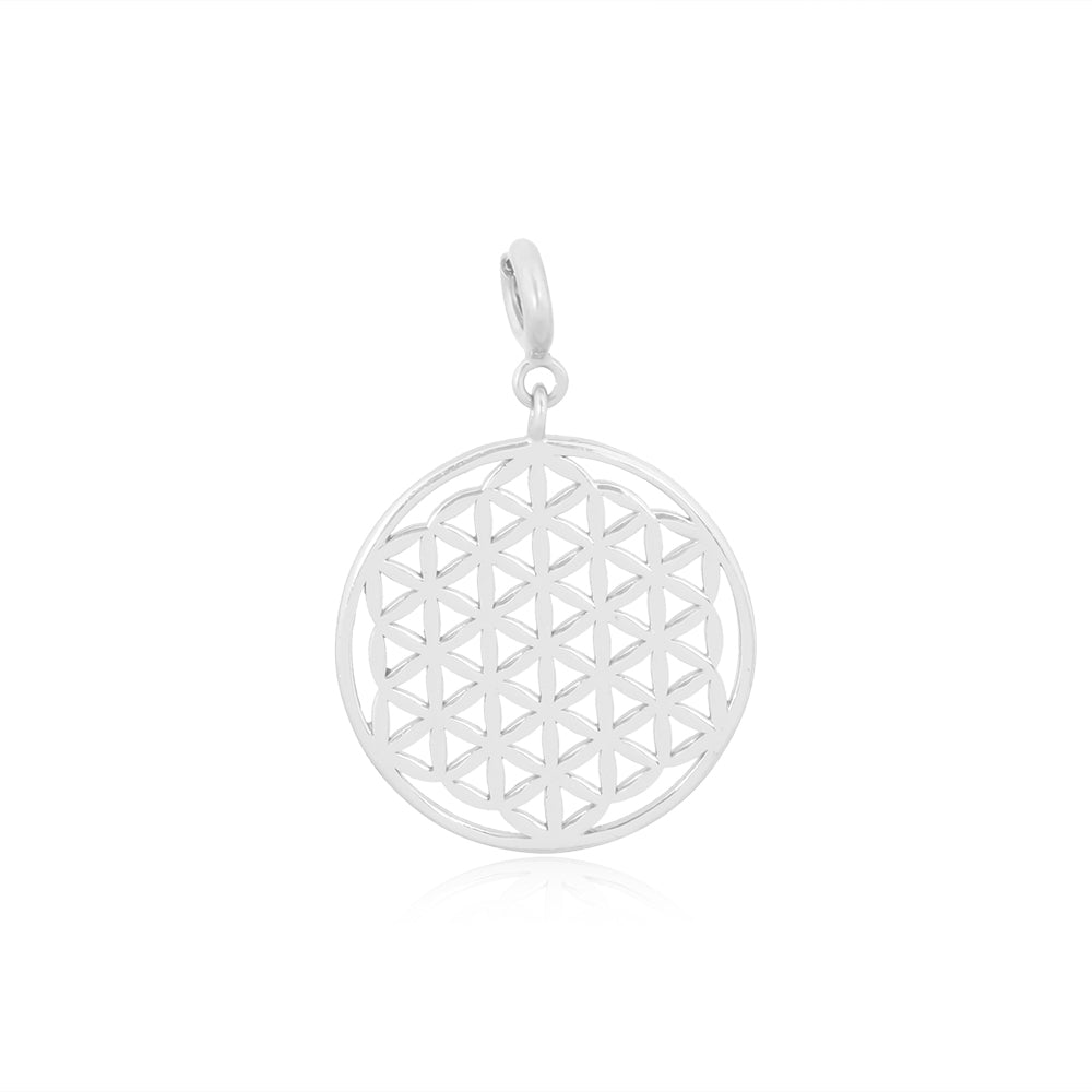 Mini Flower of Life Pendant without Chain - Silver