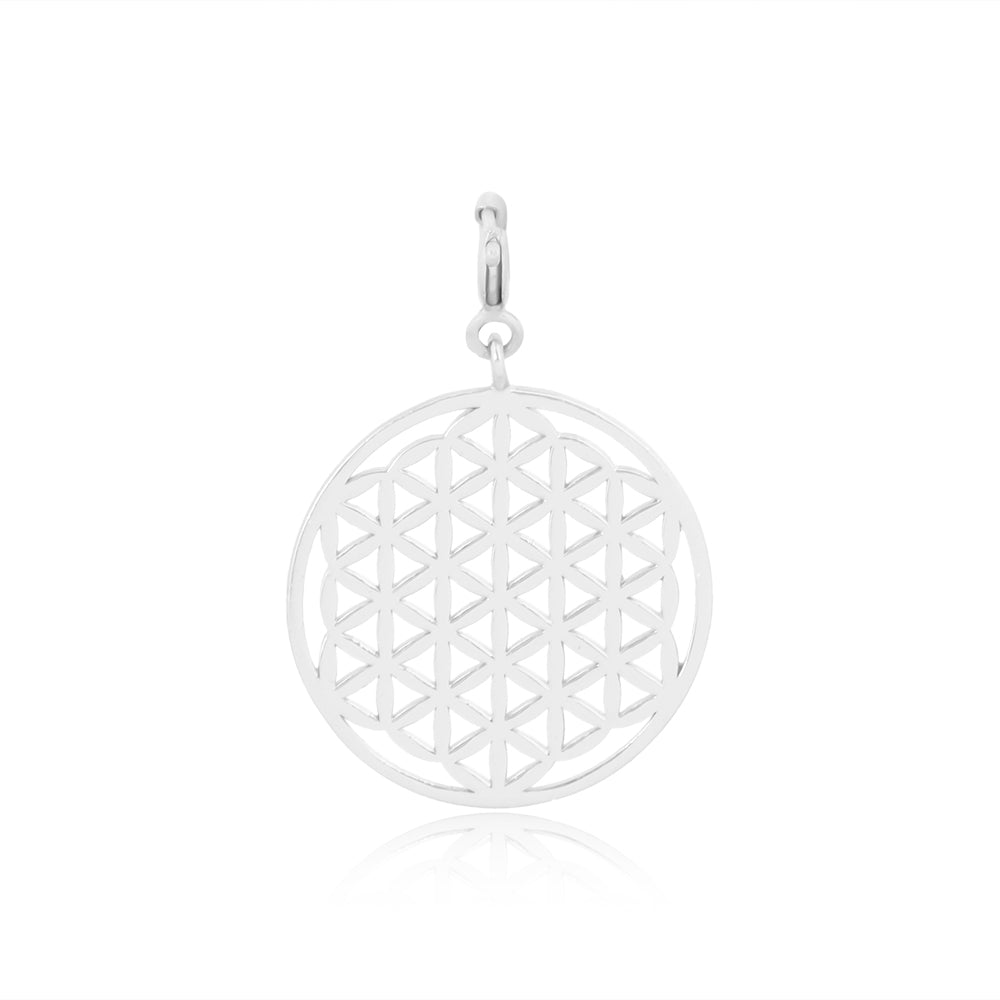 Mini Flower of Life Pendant without Chain - Silver