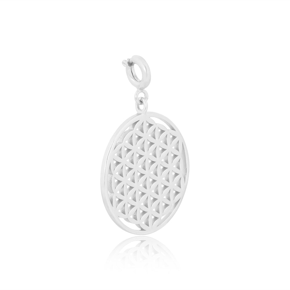 Mini Flower of Life Pendant without Chain - Silver