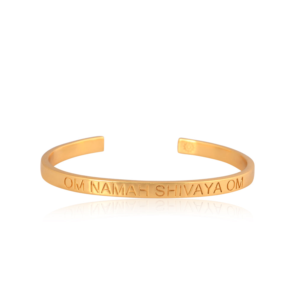 Om Namah Shivaya Om Bracelet: Silver with Gold Plating (2.5)