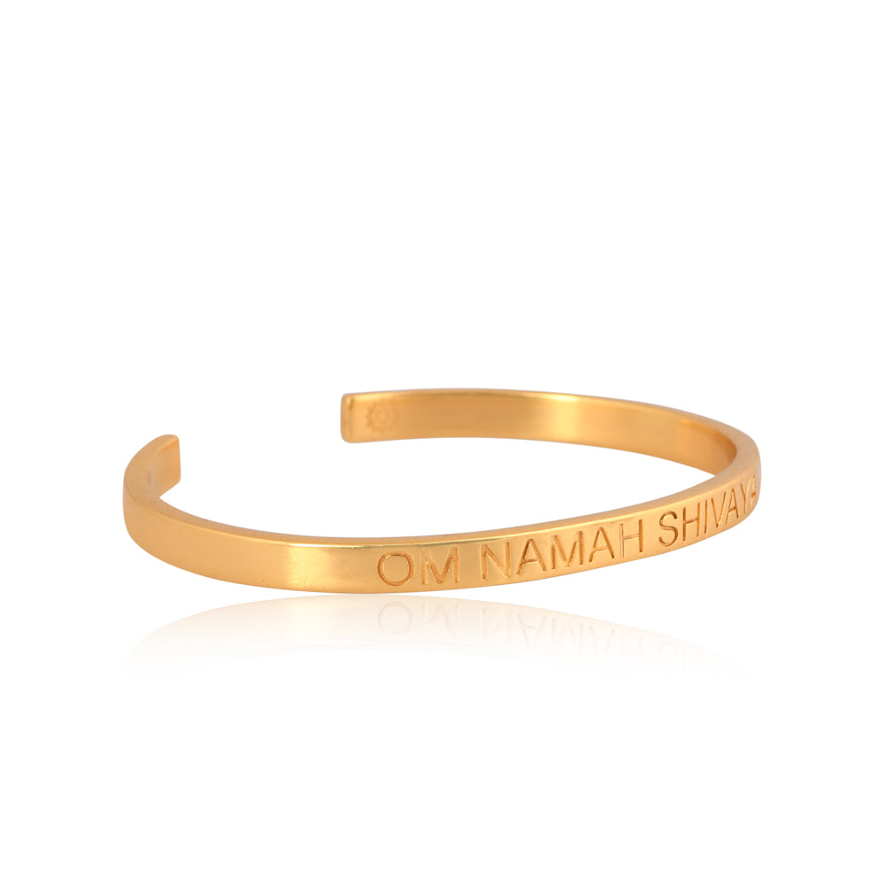 Om Namah Shivaya Om Bracelet: Silver with Gold Plating (2.5)