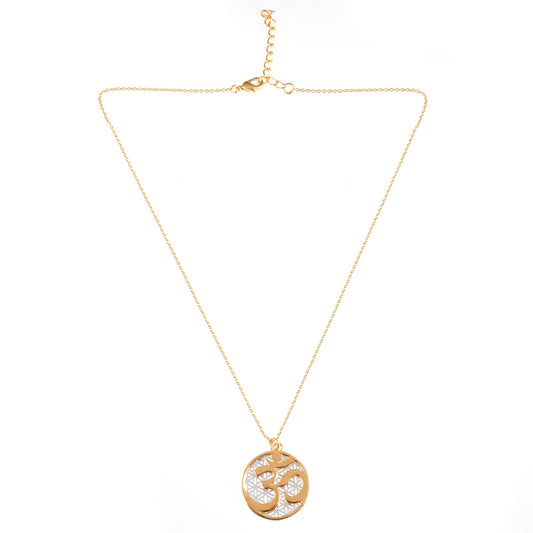 Om Symbol and Flower of Life Pendant (18kt Gold Micron)