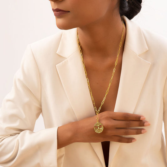 Inverted Tree of Life Pendant without Chain (18Kt Gold Micron)