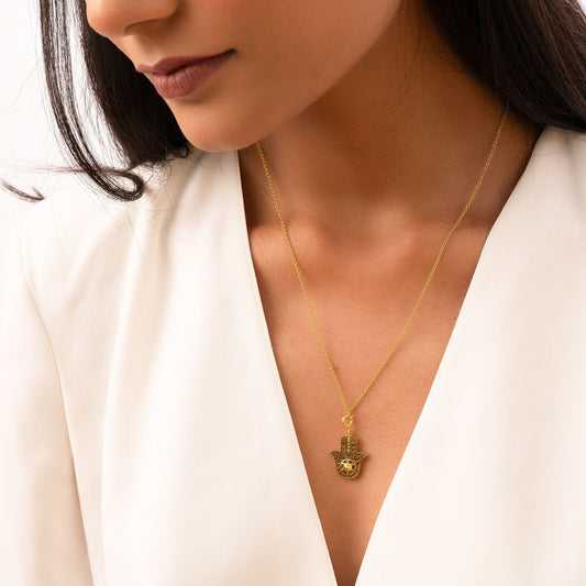 Hamsa Hand Protection Charm (18Kt Gold Micron)