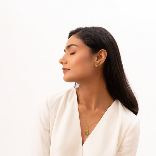 Hamsa Hand Earrings (18Kt Gold Micron)