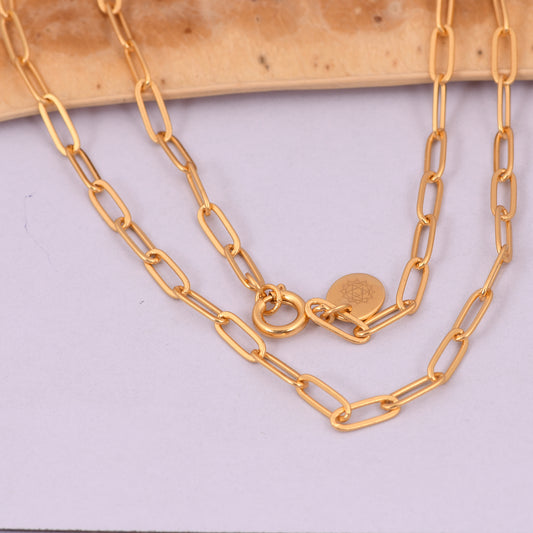 Brass Paperclip Chain  30inch