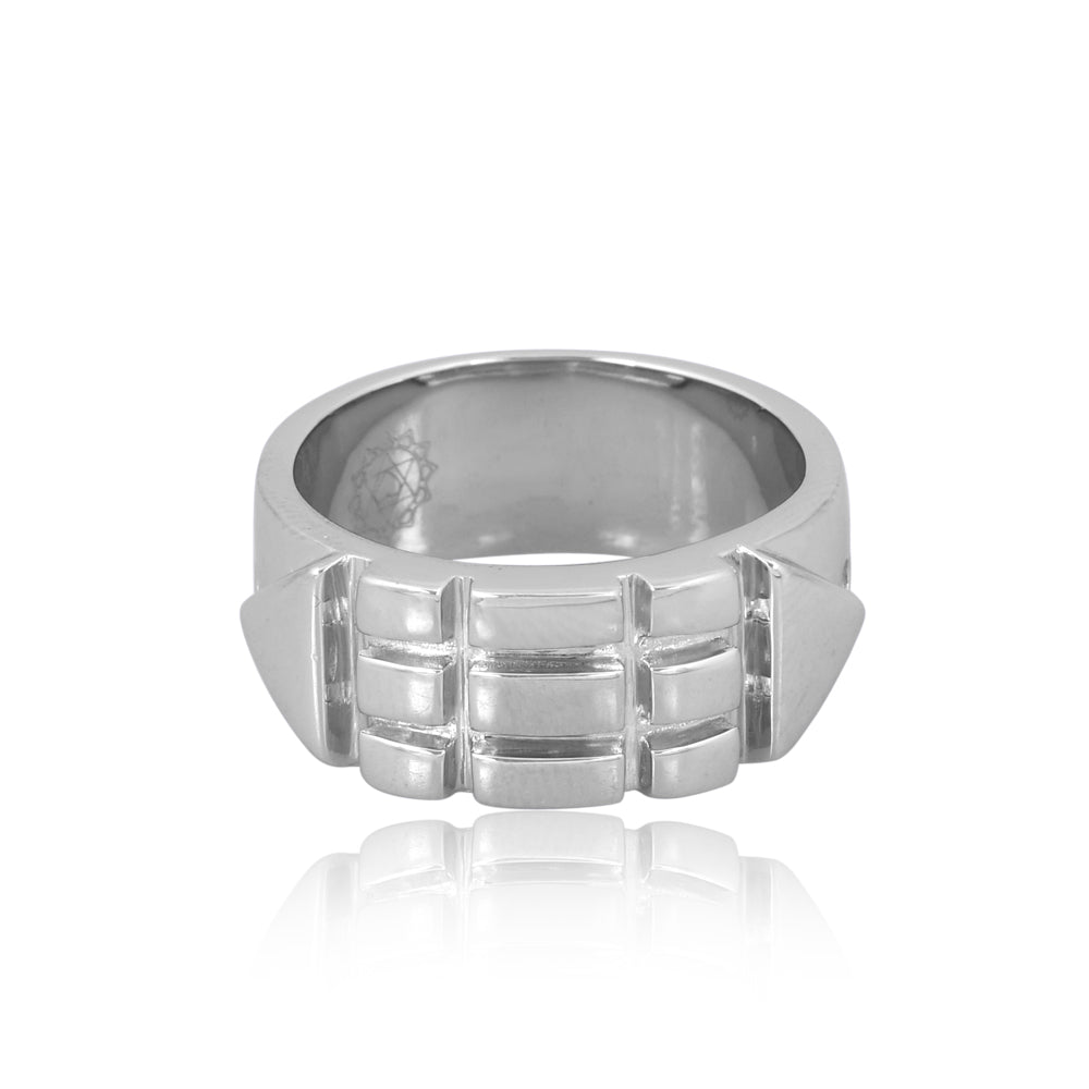 Atlantis Ring - Silver With Rhodium Finish - Thick Band - 5mm