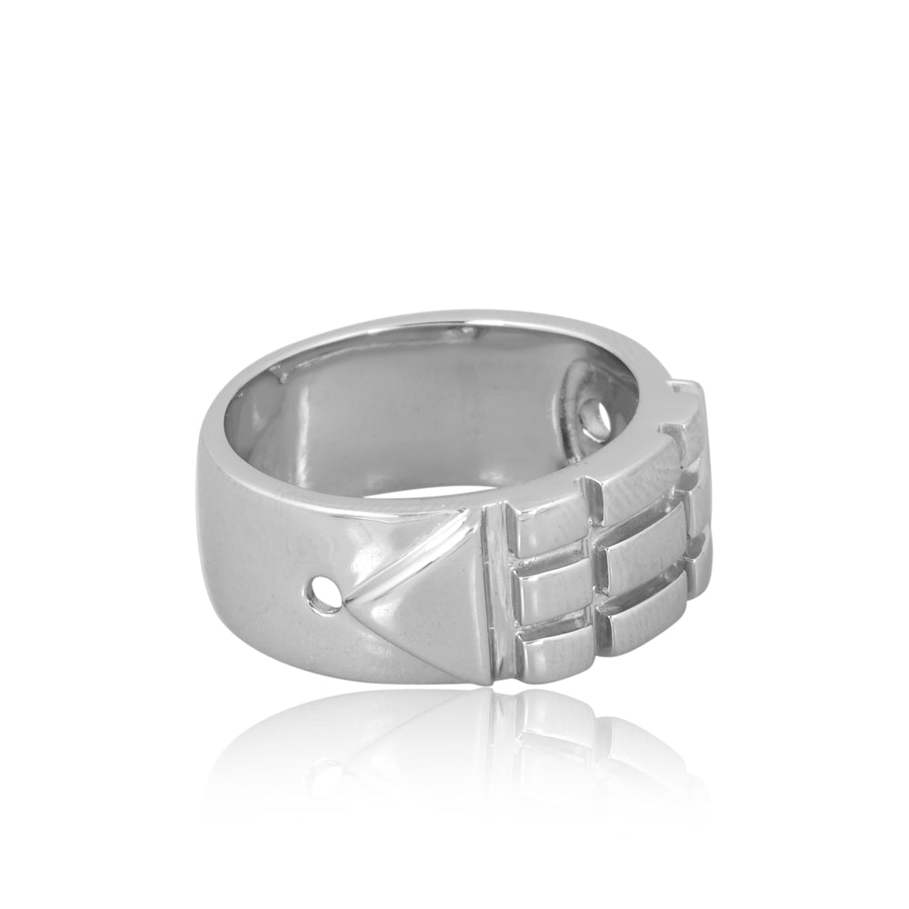 Atlantis Ring - Silver With Rhodium Finish - Thick Band - 5mm