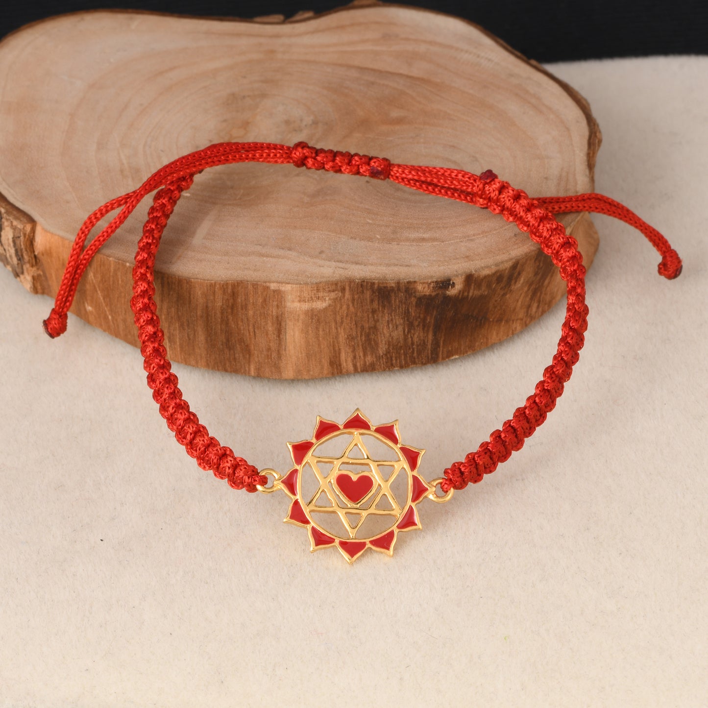 Red Twin Heart Chakra Bracelet with Red Cord