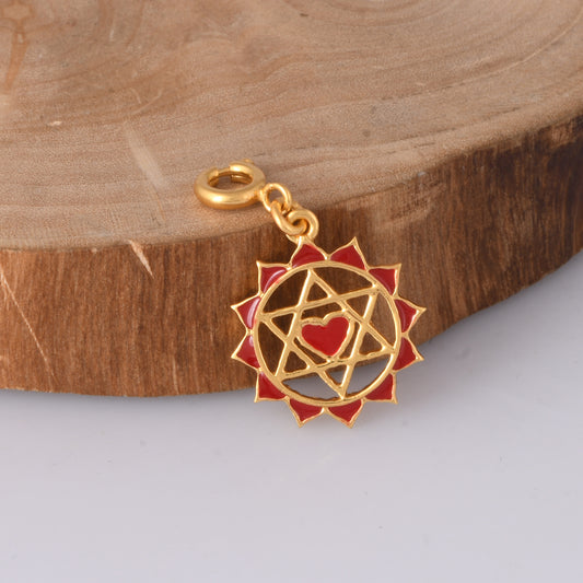 Twin Heart Chakra Charm with Red Enamelling