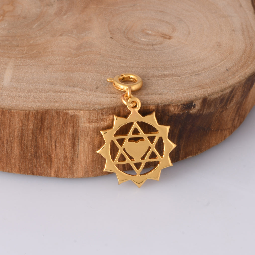 Twin Heart Chakra Charm with Red Enamelling