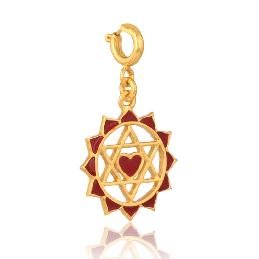 Twin Heart Chakra Charm with Red Enamelling