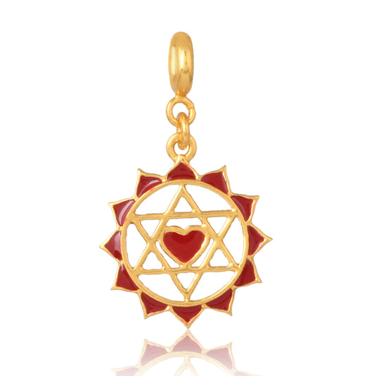 Twin Heart Chakra Charm with Red Enamelling