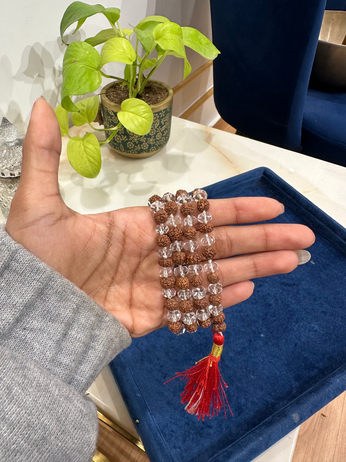 Powerful Rudraksh Mala with Sphatik