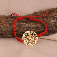 Shree Chakra Bracelet with Red Cord (18kt Gold Micron)