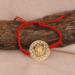 Shree Chakra Bracelet with Red Cord (18kt Gold Micron)