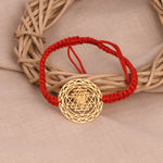 Shree Chakra Bracelet with Red Cord (18kt Gold Micron)