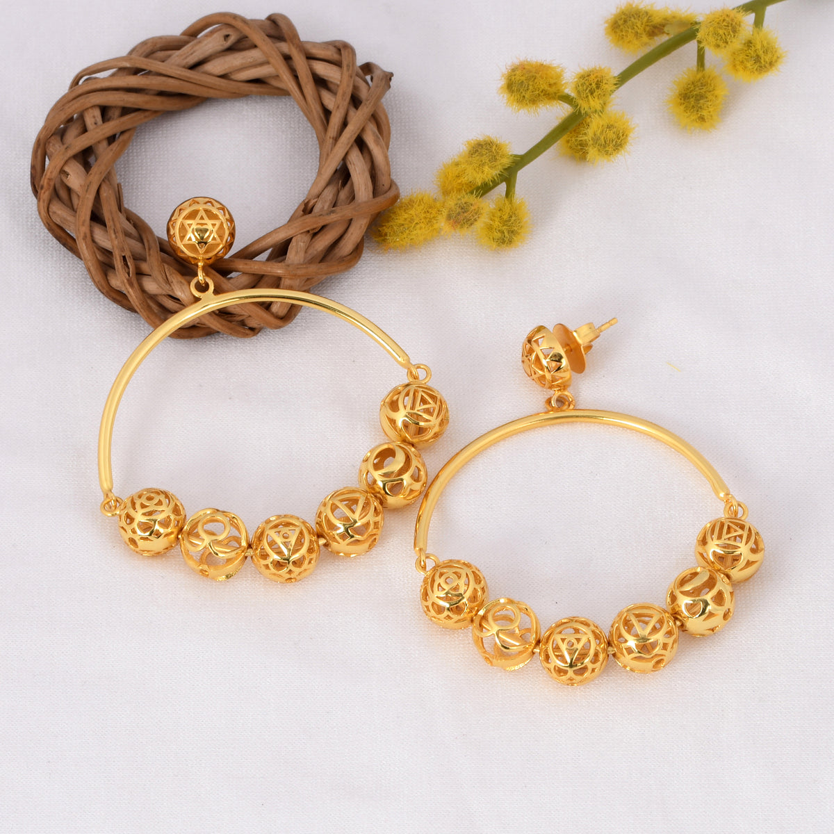 Seven Chakra Loop Earings (18Kt Gold Micron)