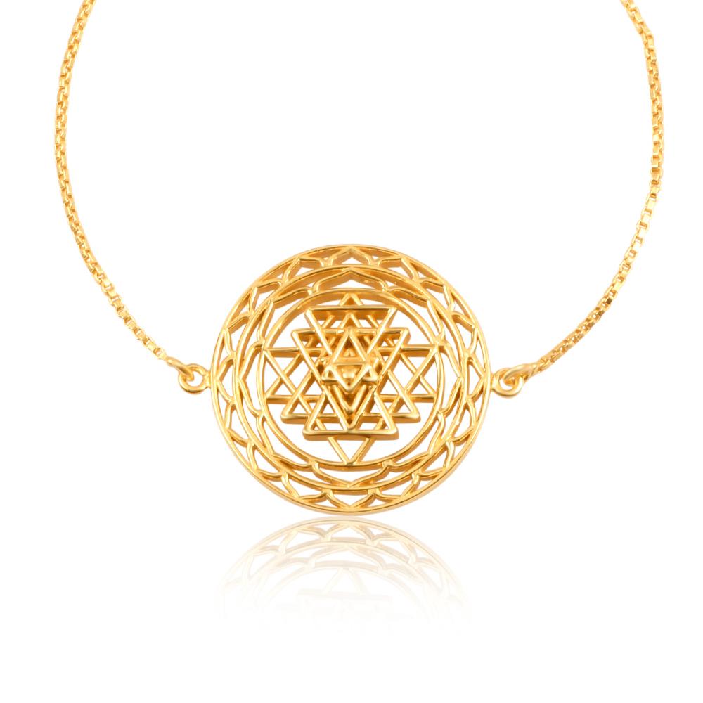 Shree Chakra Bracelet with Chain (18kt Gold Micron)
