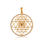 Shree Chakra Diamond + 18kt Gold Pendant with Blue Sapphire