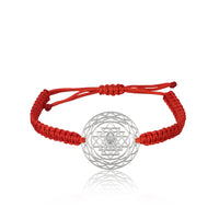 Shree Chakra Bracelet with Red Cord - 92.5 Sterling Silver