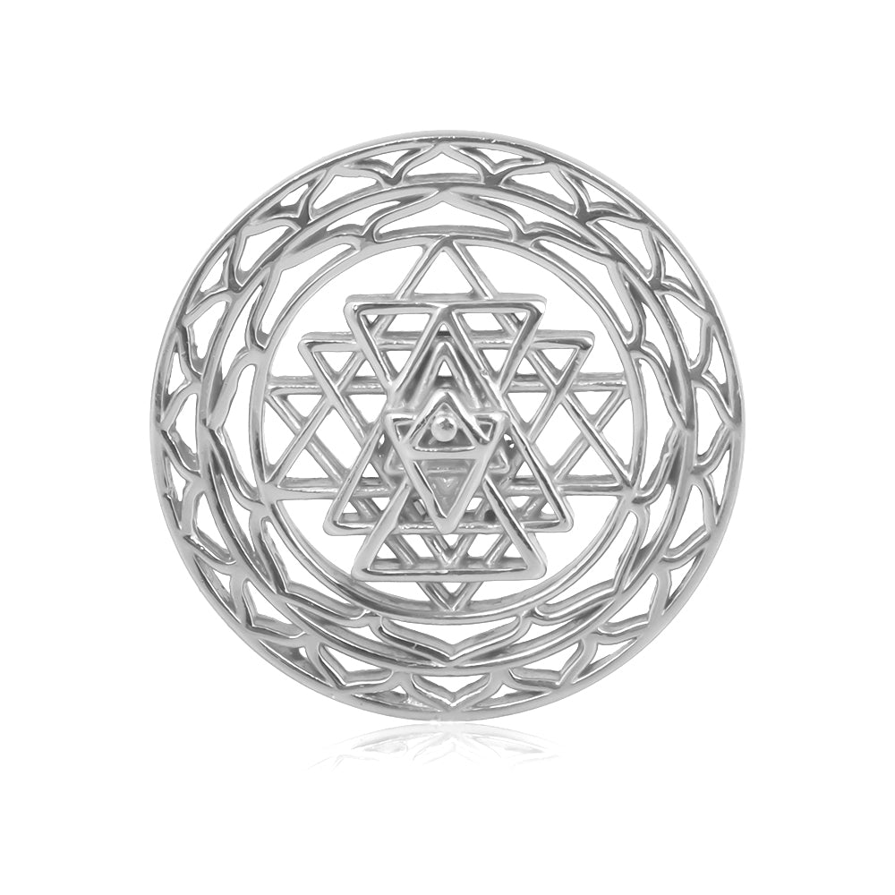 Shree Chakra Coin: 25mm 92.5 Sterling Silver