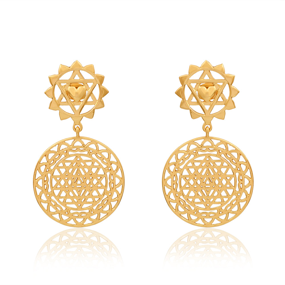 Shree Chakra Earrings (18kt Gold Micron)