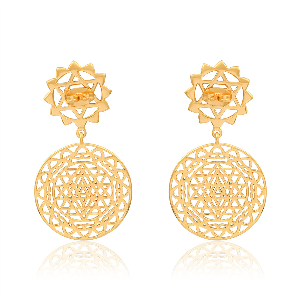 Shree Chakra Earrings (18kt Gold Micron)
