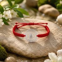 Shree Chakra Bracelet with Red Cord - 92.5 Sterling Silver
