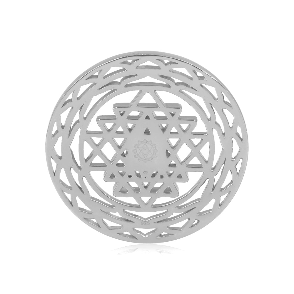 Shree Chakra Coin: 25mm 92.5 Sterling Silver