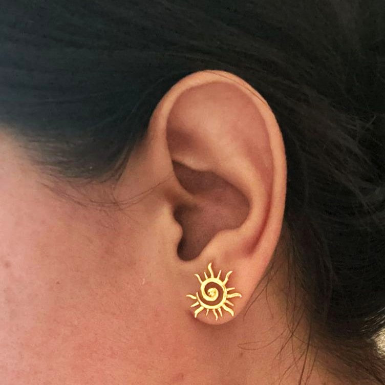 Surya: The Radiant Sun Earring (18kt Gold Micron)