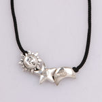 Sun Moon Star Necklace (92.5 Sterling Silver) with Black Thread