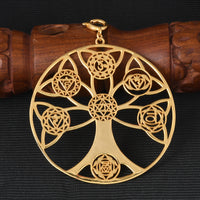 Tree of Life with Seven Chakras Pendant (18kt Gold Micron)