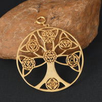 Tree of Life with Seven Chakras Pendant (18kt Gold Micron)