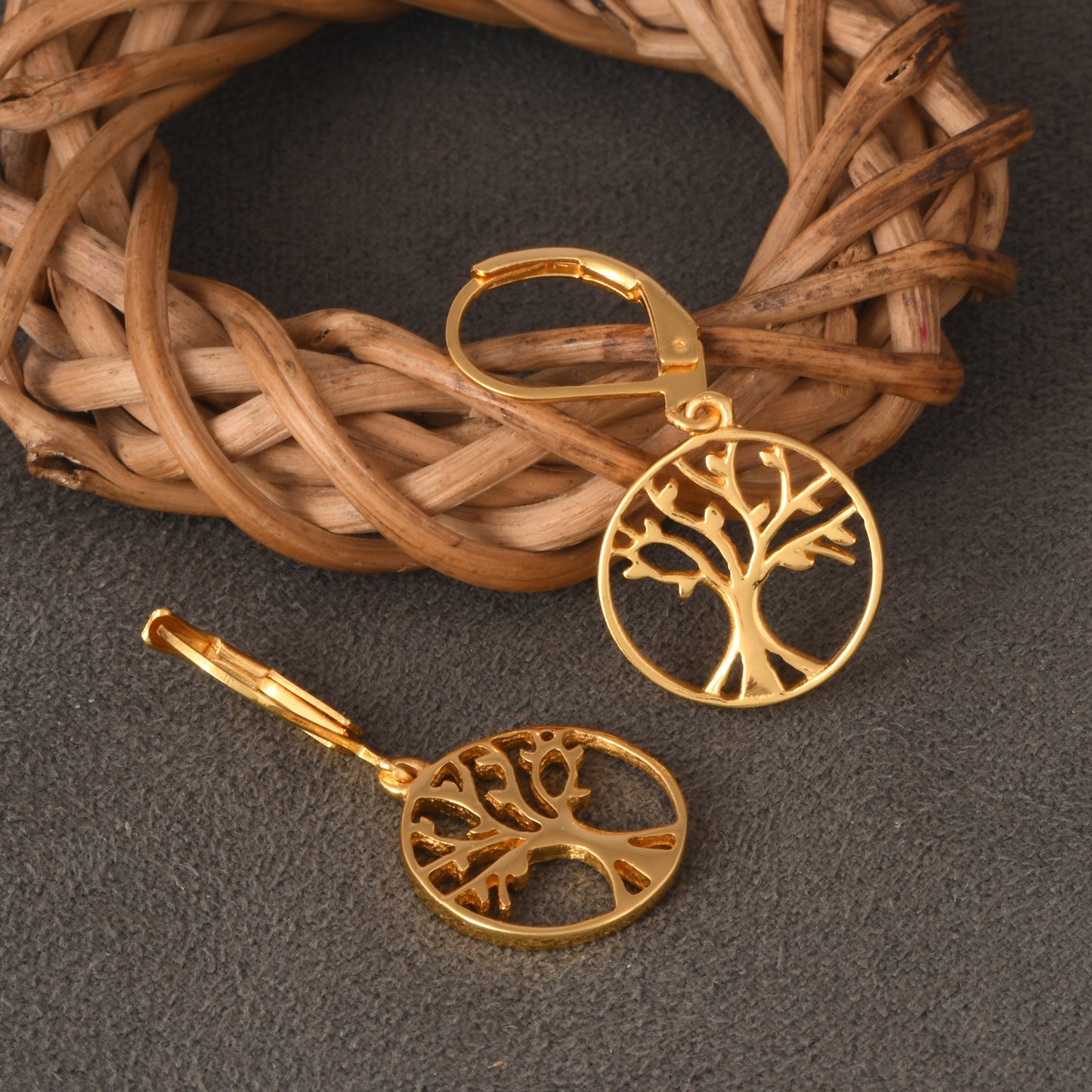 Tree of Life Earrings  Brass with Gold Plating