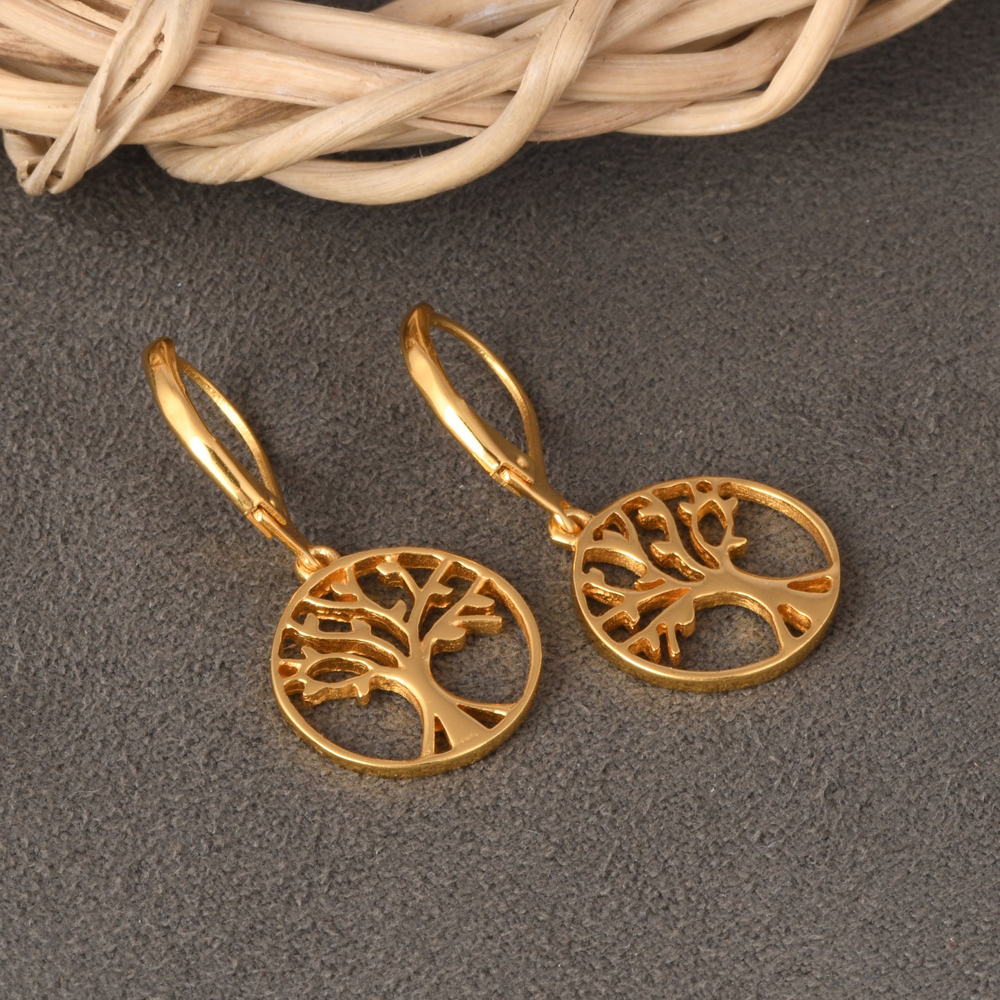 Tree of Life Earrings  Brass with Gold Plating