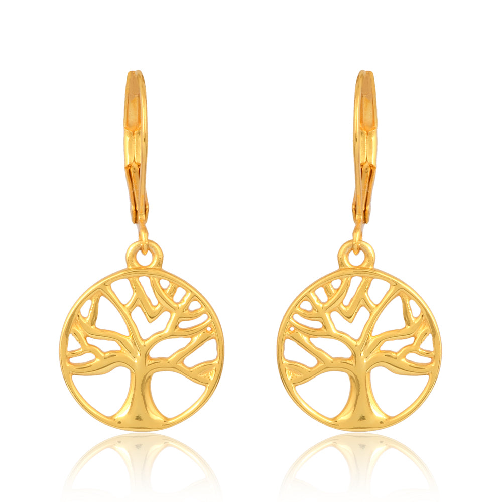 Tree of Life Earrings  Brass with Gold Plating