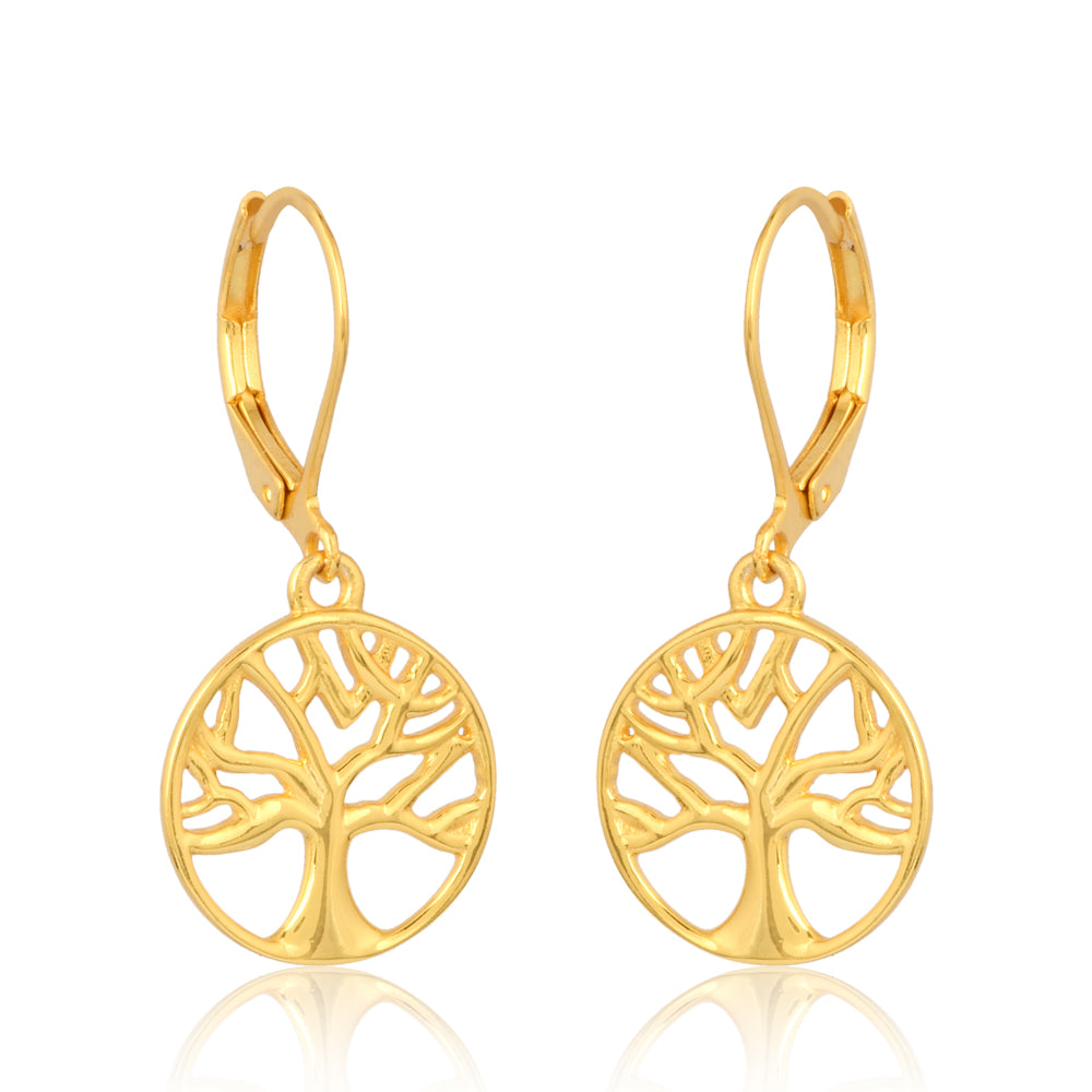 Tree of Life Earrings  Brass with Gold Plating