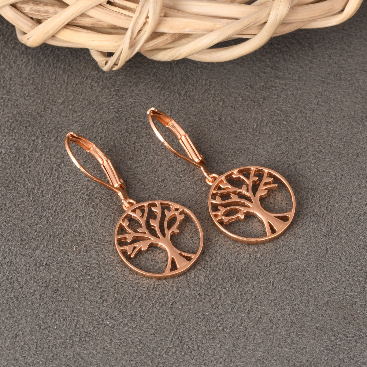 Tree of Life Earrings (18Kt Rose Gold Micron)